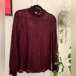 2 for $25 - Burgundy Lace Top - Red Wine Vibes 🍷